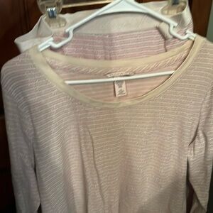 Victoria’s Secret pink cream silver striped pajama set Large